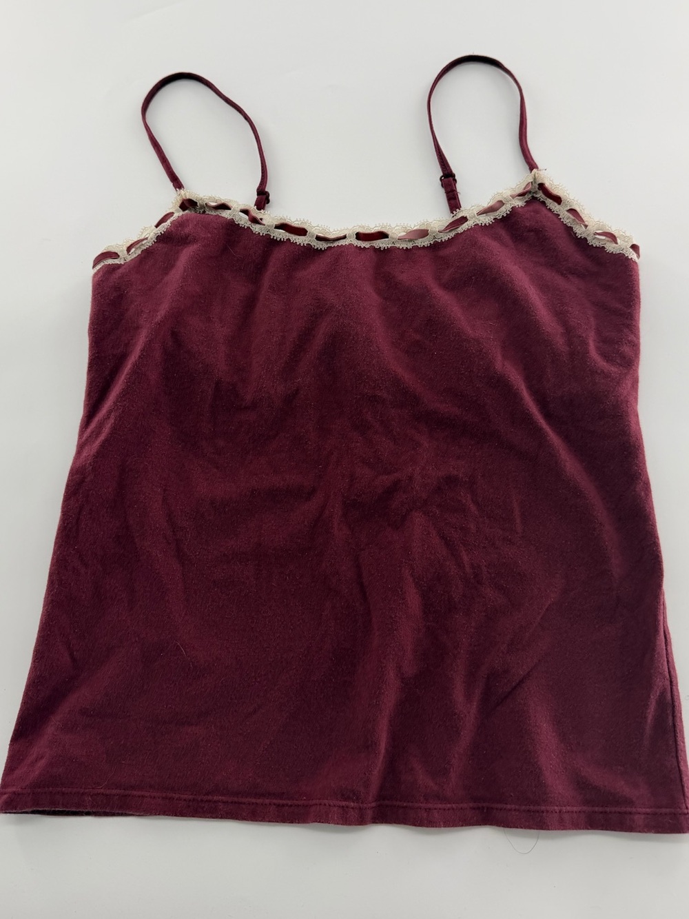 Y2K Victoria’s Secret Maroon Red Dainty Cami Top Camisole Ribbon Detail Medium